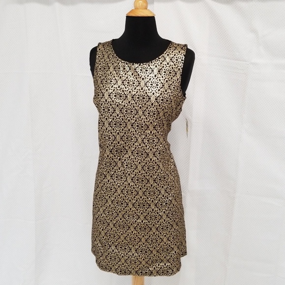 🌕🎉 Gold& Black Cocktail Dress Sleeveless🎊🎇 - Picture 3 of 8